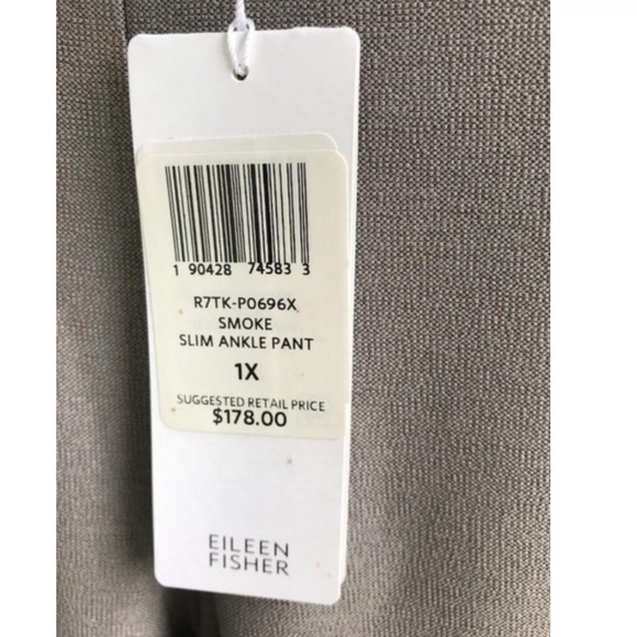 Eileen Fisher Ankle Pants Stretch Crepe 1X Gray Straight Leg Stretch Crepe NWT - Picture 10 of 15